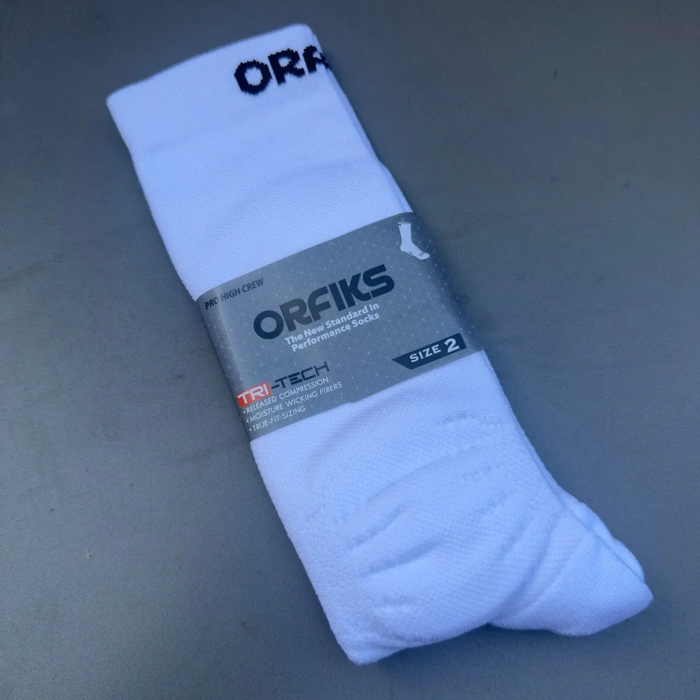 ORFIKS Pro High Crew Performance Socks Size 2 White Compression Athletic